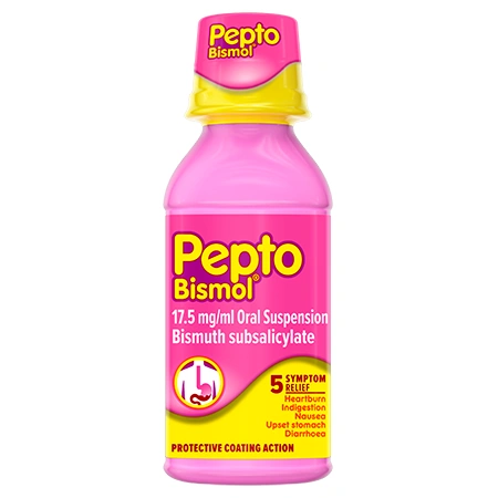 Pepto-Bismol 240ml bottle packshot.