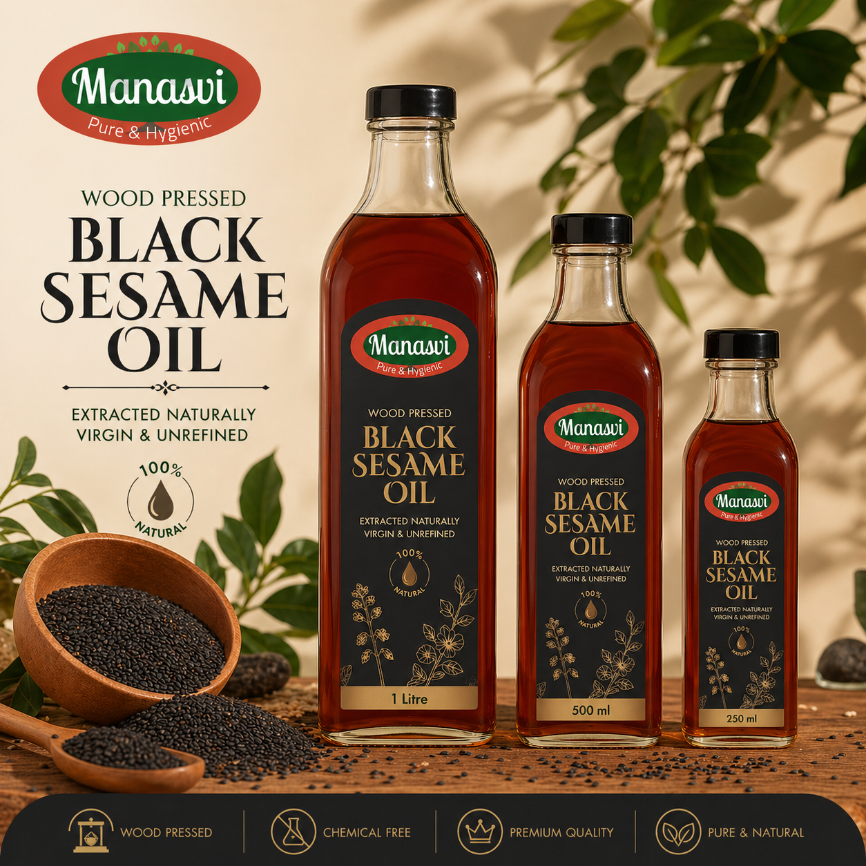 Wood Pressed black Sesame Oil