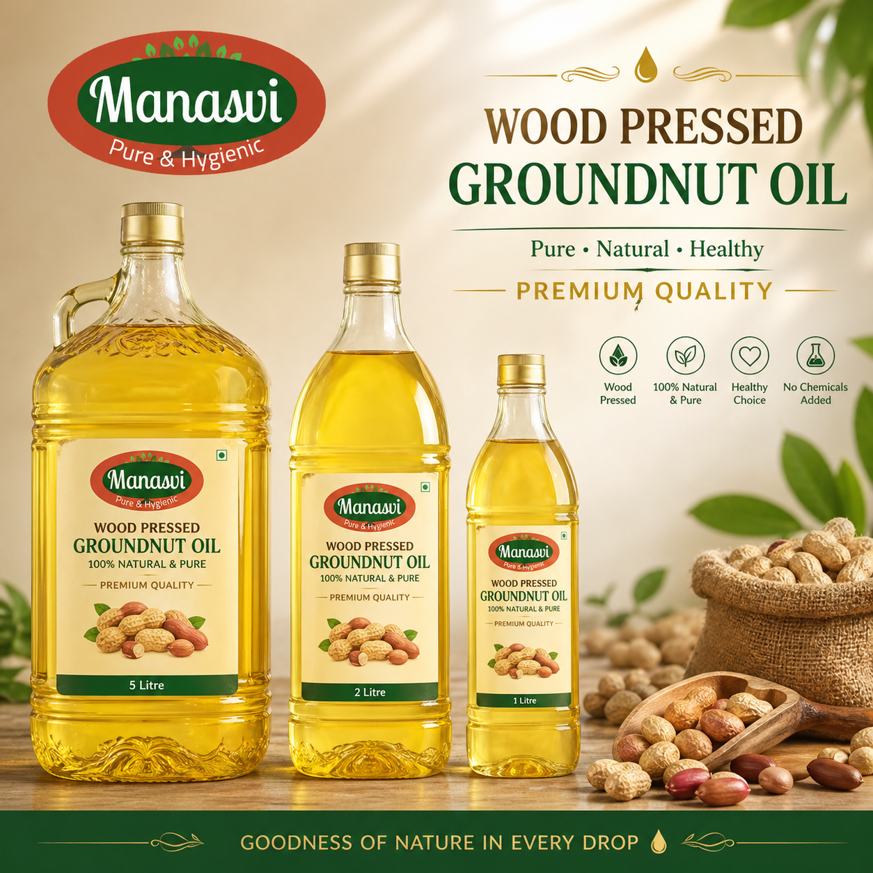Wood Pressed Groundnut Oil