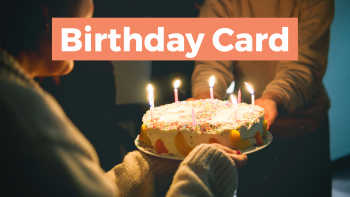 Photo video template for making a birthday card video featuring a person holding a birthday cake with candles