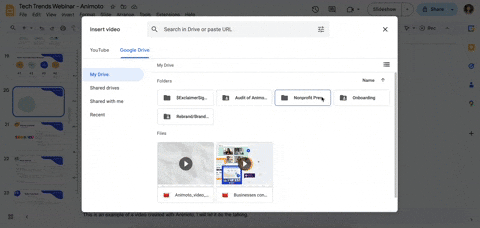 How to add Google Drive video to slides