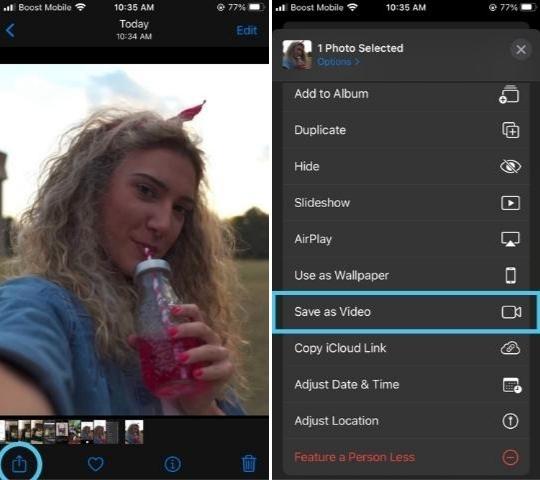How to Make a Live Photo a Video - Save as Video
