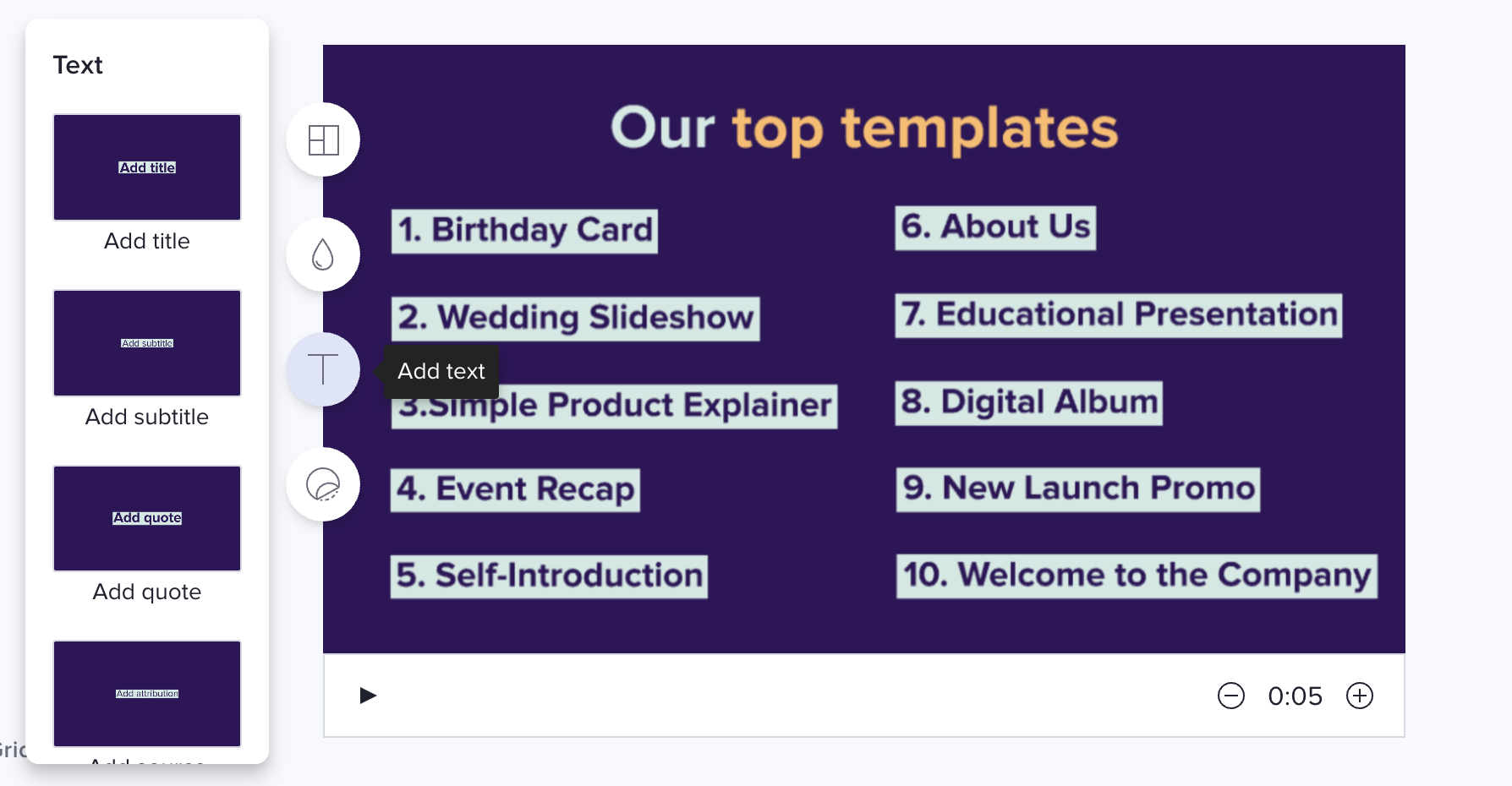 New Animoto feature: Add up to ten text boxes