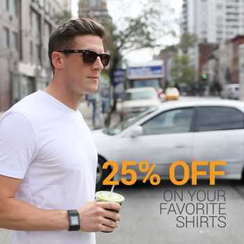 Online sale video ad template featuring a man in a white t-shirt wearing sunglasses