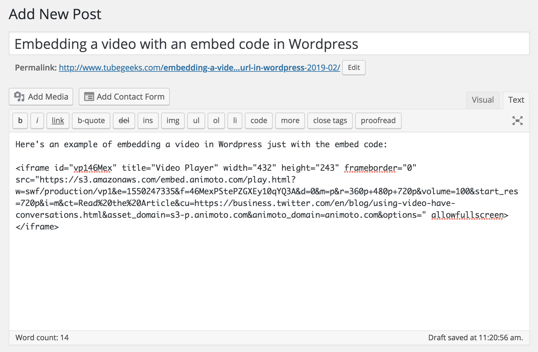 embedded video in html