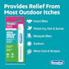 BENADRYL®  Itch Relief Stick packaging with text listing uses for insect bites, poison ivy, oak, sumac, mosquito bites, sunburn, and minor cuts and scrapes.