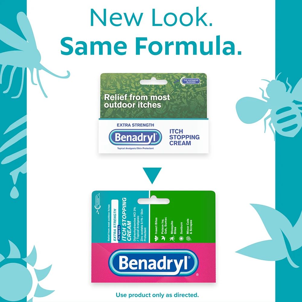 Extra Strength Benadryl Itch-Stopping Cream new packaging