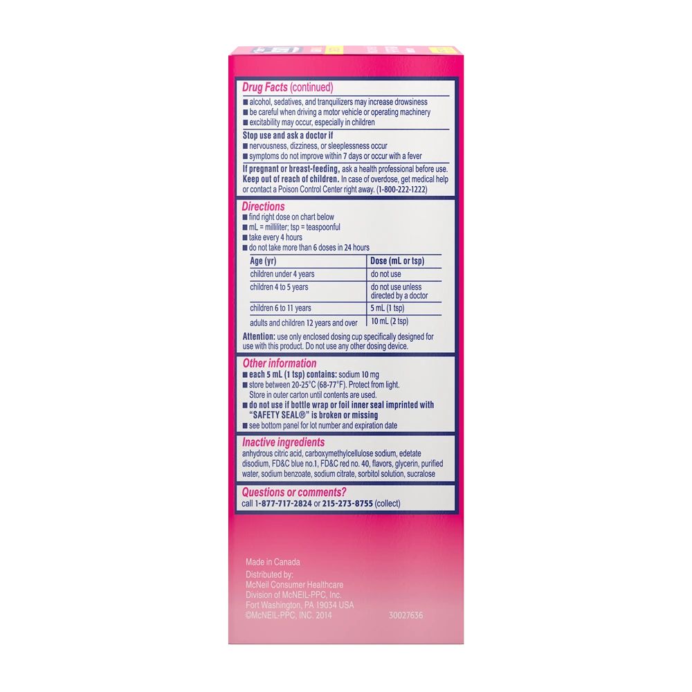 Children's BENADRYL® Allergy Plus Congestion Grape flavor Drug Facts