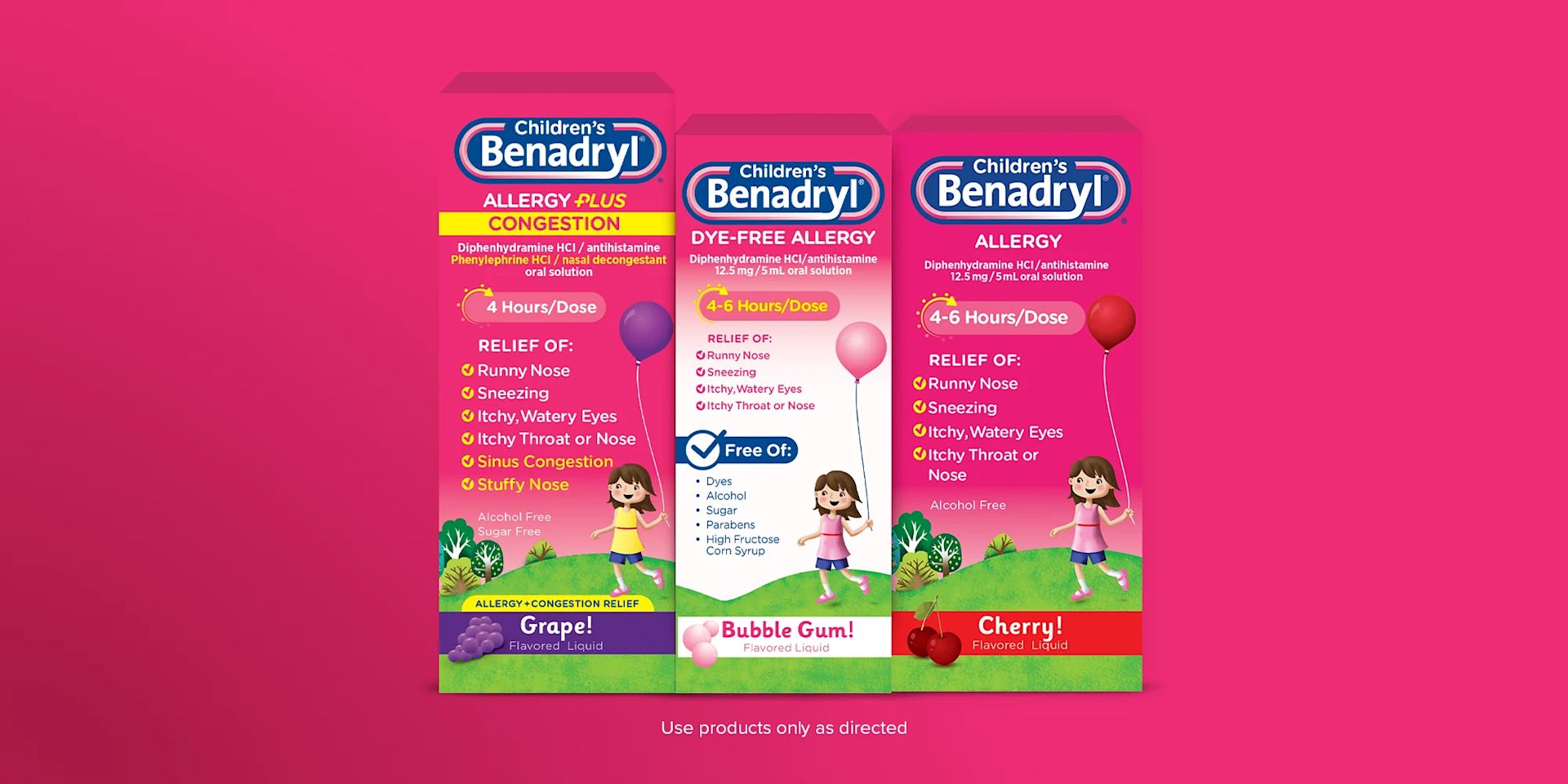 Benadryl allergy product lineup for children