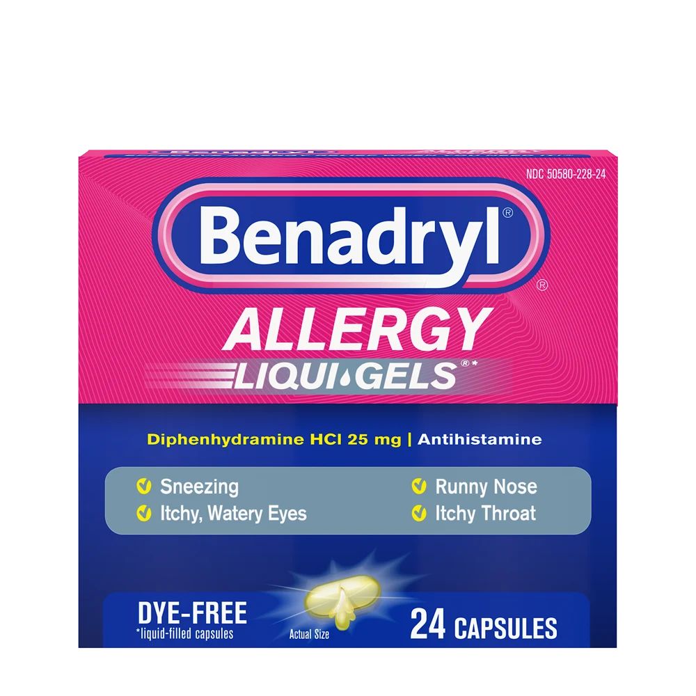 BENADRYL® Allergy Antihistamine Dye-Free LIQUI-GELS® package front