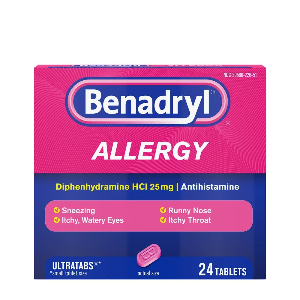BENADRYL® Allergy ULTRATABS® Tablets 24 count package front