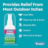 BENADRYL® Extra Strength Itch Relief Spray bottle and text listing relief for insect bites, poison ivy, oak, sumac, mosquito bites, sunburn, and minor cuts and scrapes.