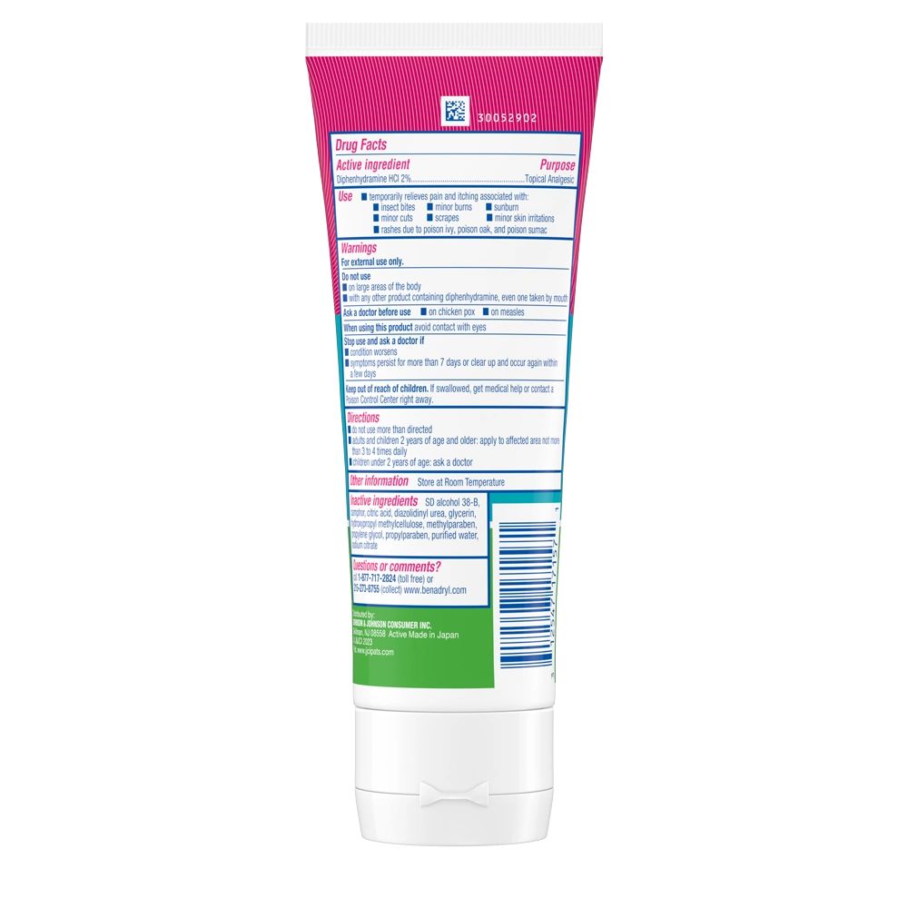 BENADRYL® Itch Stopping Gel Extra Strength package back