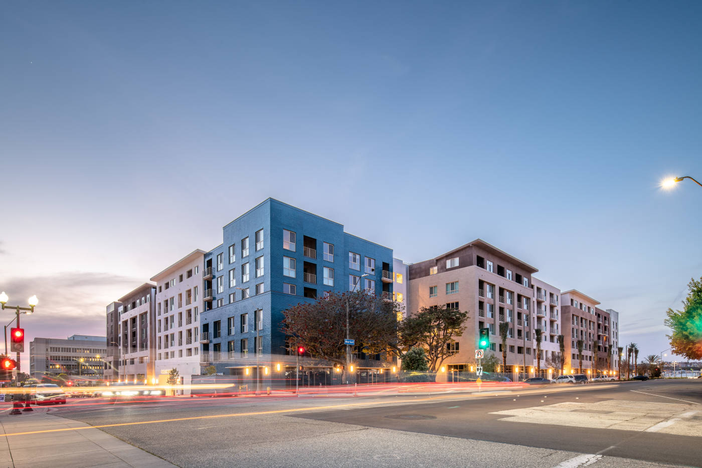 Located in downtown Inglewood, at the historic Market St. across from the future Metro station, Astra is a mixed-use new construction building takes up an entire city block with ground floor commercial and residential upper floors. 
