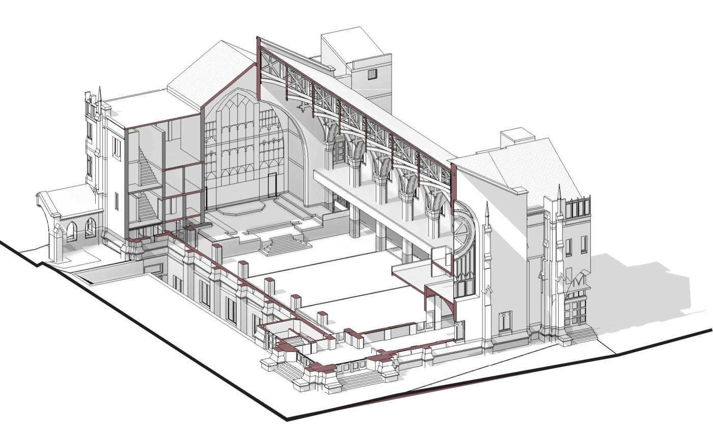 On a prominent one-acre site near the Pasadena Civic Center and Fuller Theological Seminary, Omgivning is working to convert the historic First Congregational Church of Pasadena to eighty residential units, while maintaining the original sanctuary and chapel as an event space and restaurant.