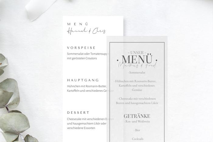 Menükarten zur Hochzeit