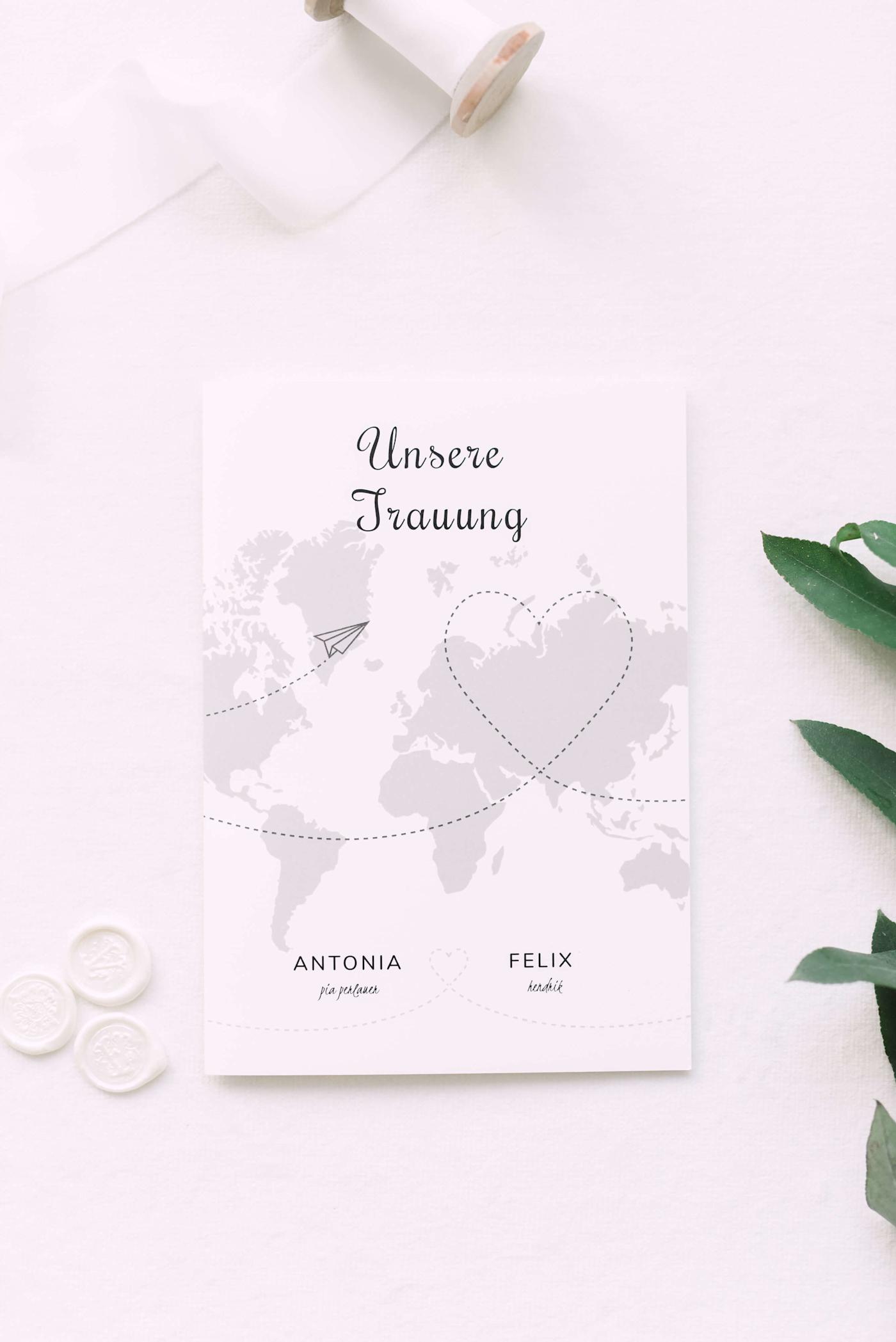 Hochzeitseinladungen zum Thema Reise