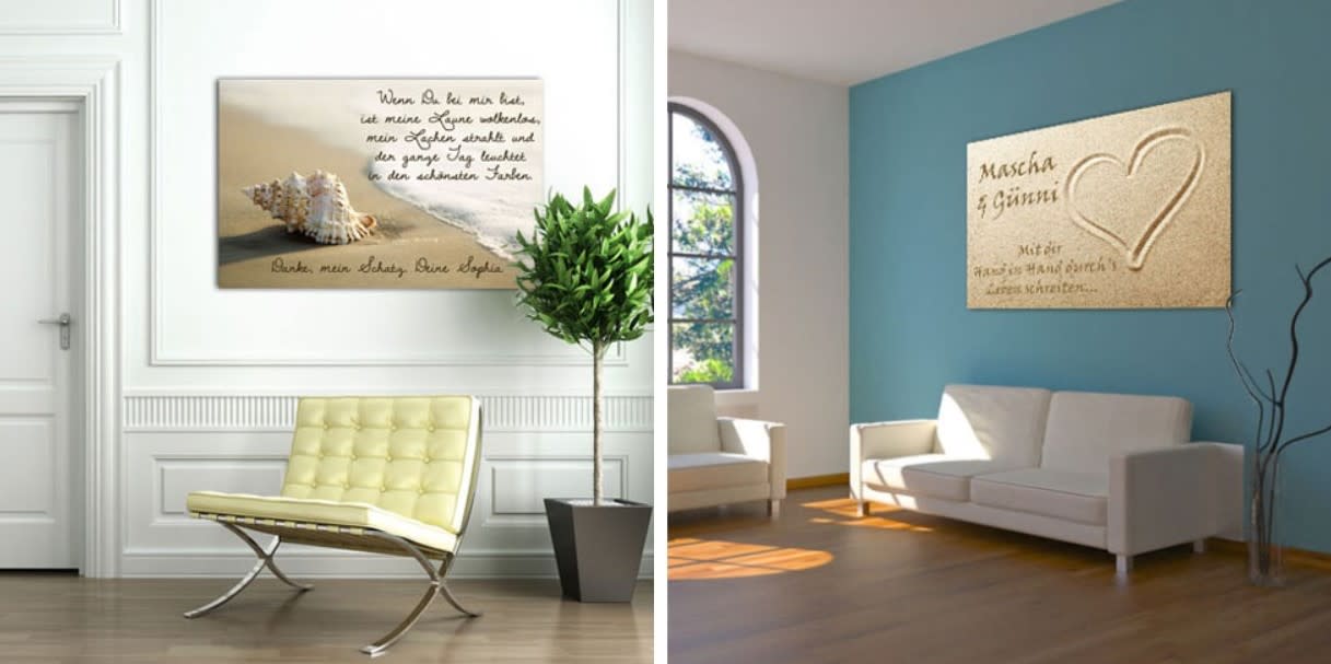 Ein Plakat zur Hochzeit Liebesspruch auf Leinwand