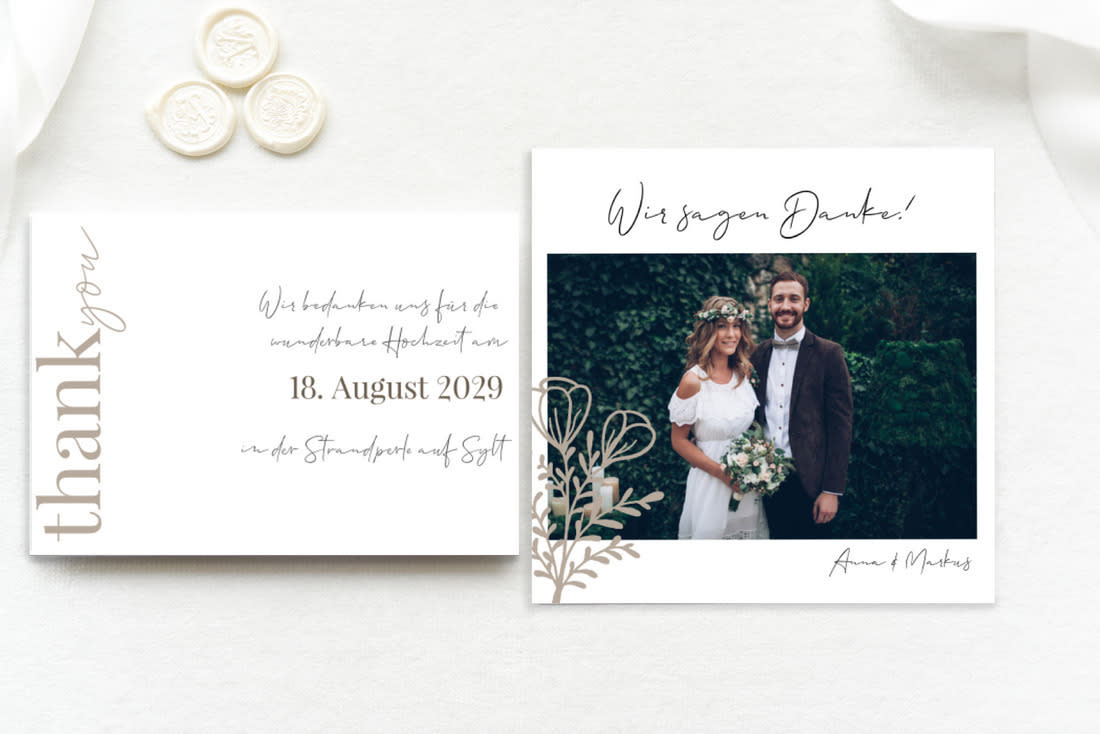 Danksagung Hochzeit: Texte & Ideen für Dankeskarten