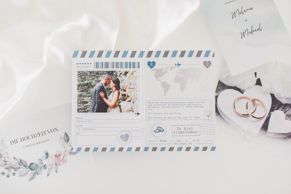 Hochzeitseinladungen zum Thema Reise