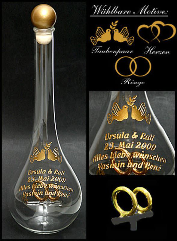 Glasflasche als Geschenk zur Hochzeit