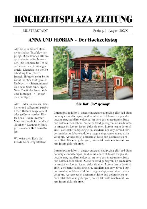 Die Hochzeitszeitung Soll Drei Ziele Erfüllen Der Inhalt einer Hochzeitszeitung