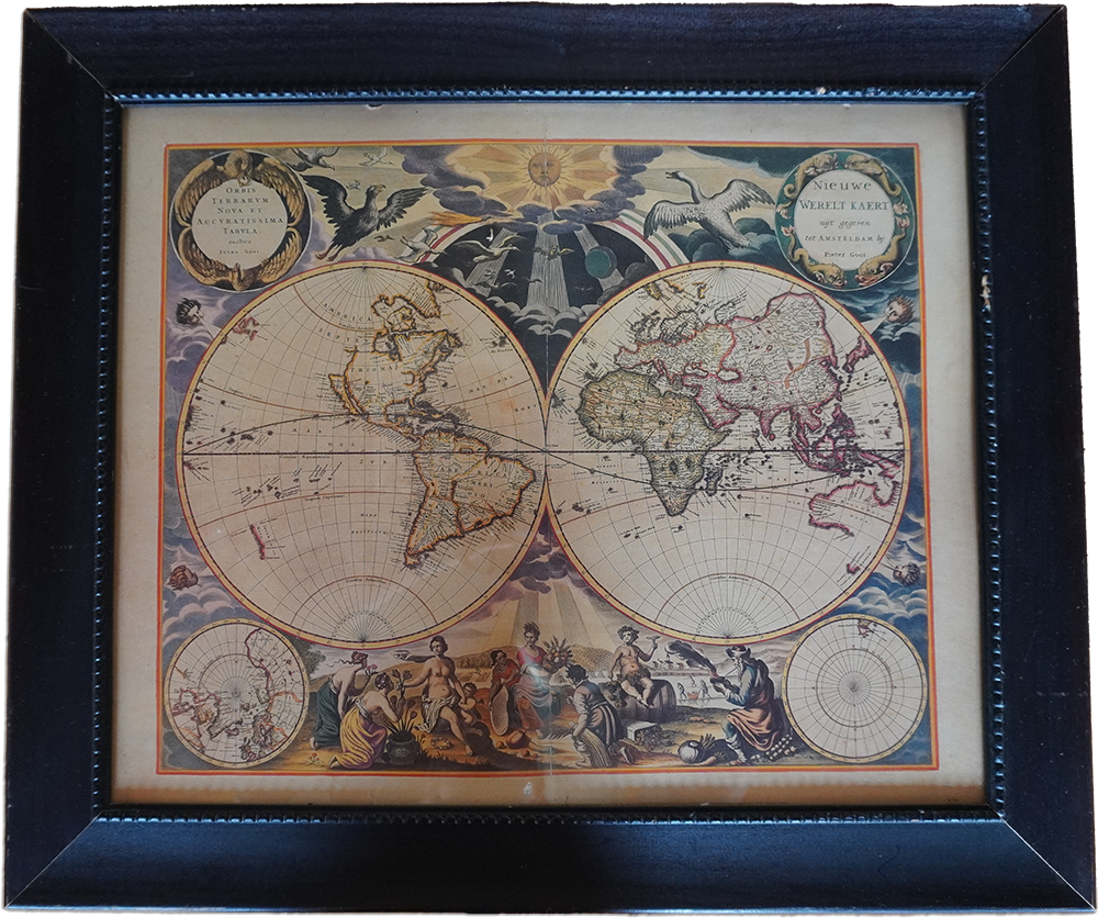 Pieter Goos World Map - 17th Century Dutch Cartography Reproduction