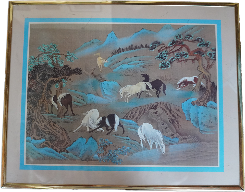 Mountain Landscape with Horses - Asian Style Print