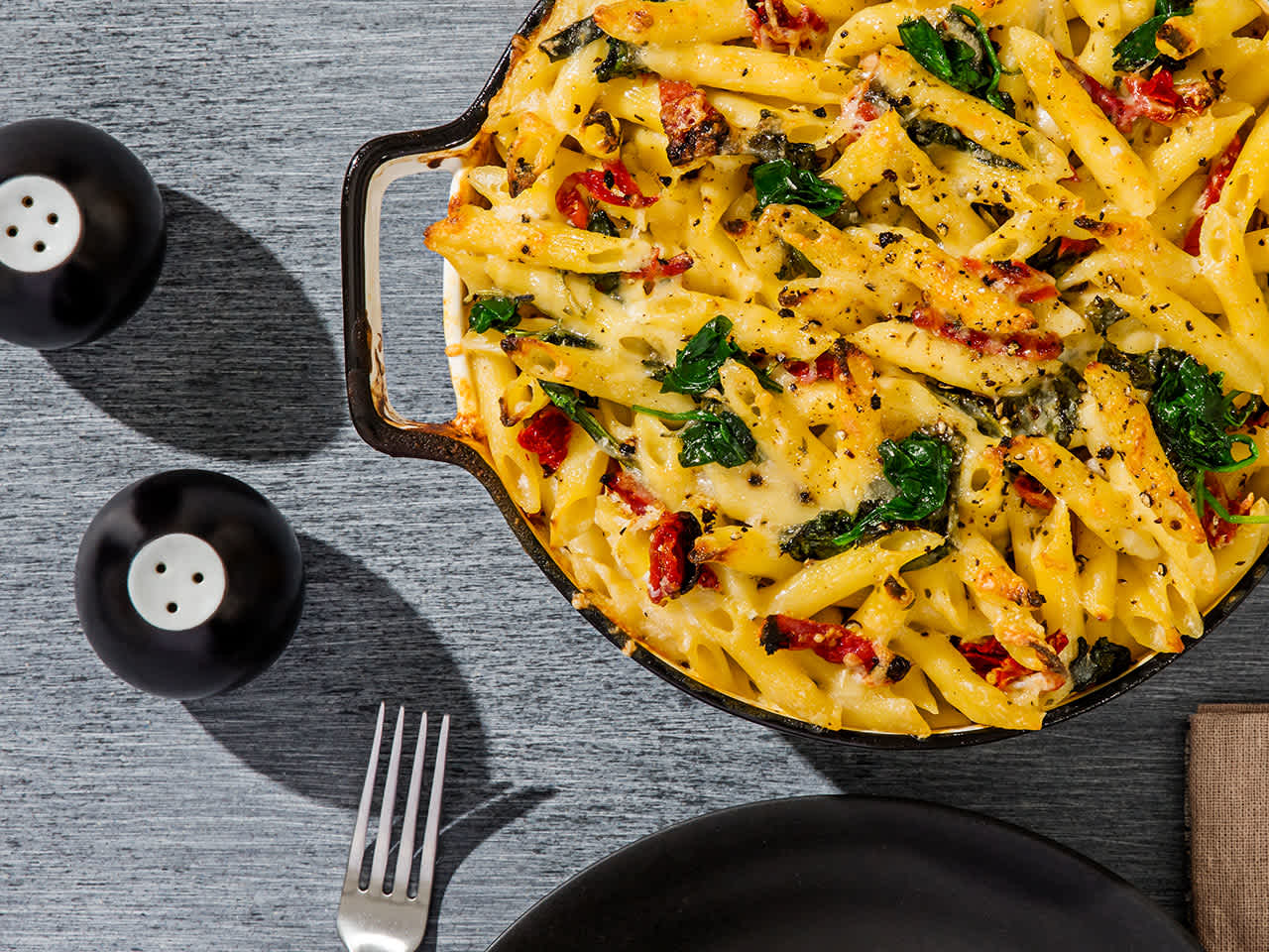 Baked Penne with Spinach and Sun-Dried Tomatoes