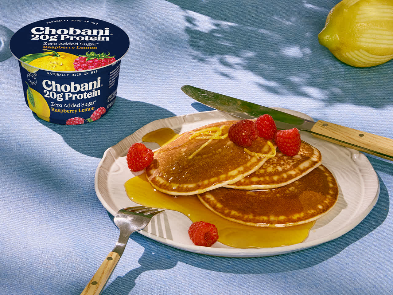 Raspberry Lemon High Protein Pancakes