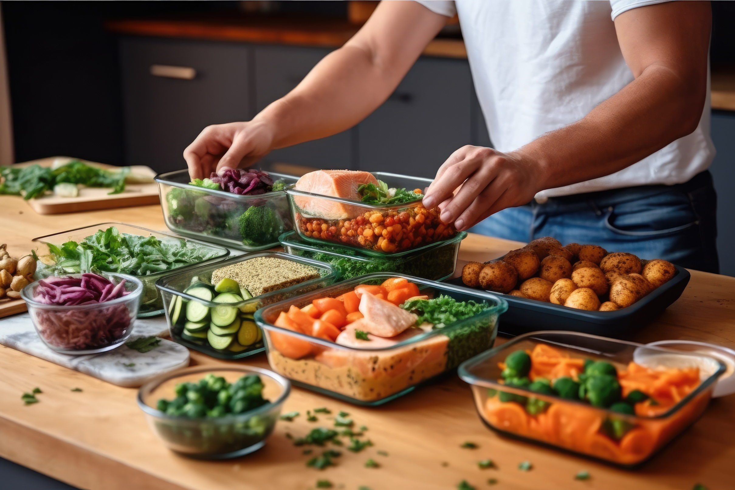 Person prepping a healthy meal.