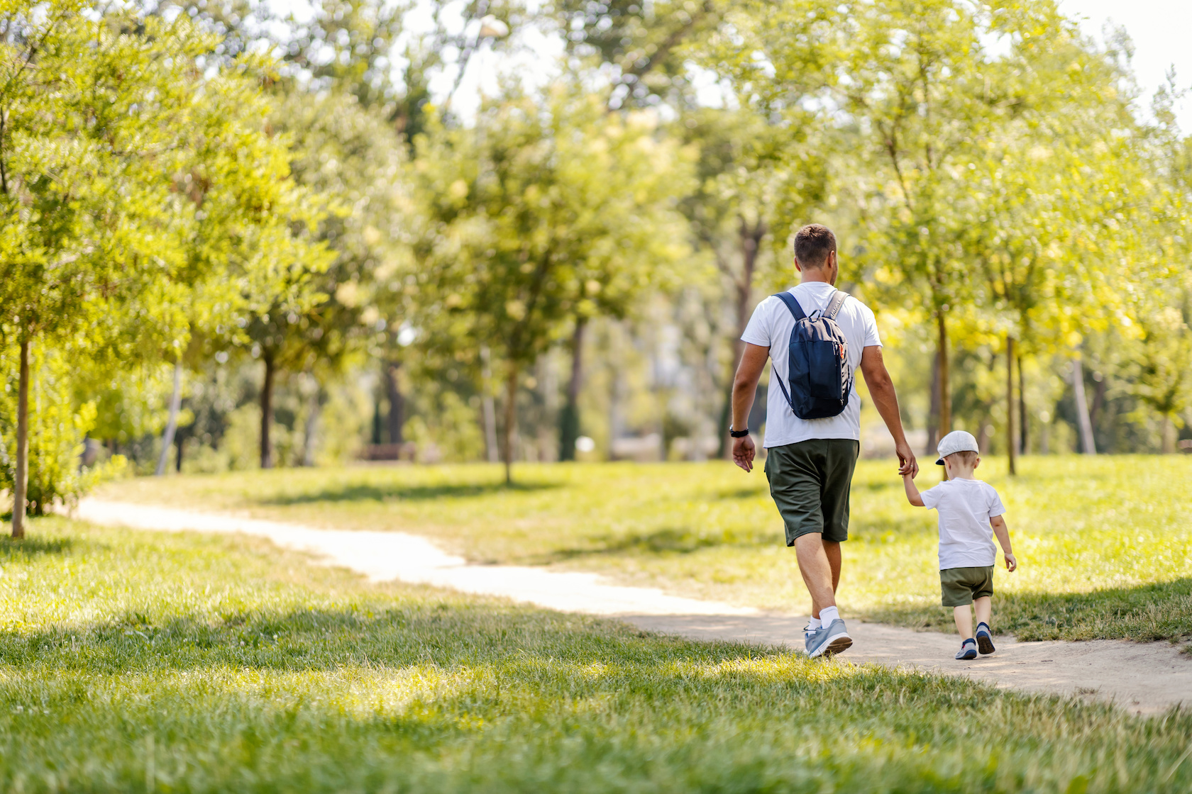 People walking in a park.