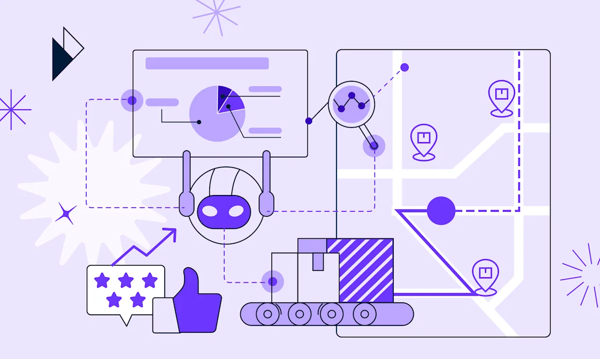The image depicts a metaphorical representation of using technology and data to streamline and optimize the e-commerce returns process, aligning with the theme of the article you described. Here's a breakdown of the elements:
Robot/AI: The robot likely symbolizes automation and the use of artificial intelligence in managing returns. This could refer to AI-powered chatbots for customer service, automated return label generation, or even AI-driven analysis of returns data.
Data Visualization: The screen with the chart represents data analysis, which is crucial for understanding the reasons for returns and identifying areas for improvement. This links to the article's emphasis on using data analytics to track key metrics.
Map and Location Markers: This could symbolize the logistics involved in the returns process, including tracking shipments, managing warehouses, and optimizing delivery routes. It may also represent the global nature of e-commerce and the need for efficient returns management across different locations.
Conveyor Belt: This could represent the flow of returned goods and the need for a streamlined process to handle them efficiently.
Thumbs Up and Star Ratings: These symbolize customer satisfaction, which is crucial for any business, especially when dealing with returns. A smooth and efficient returns process can lead to positive customer experiences and repeat business.
Overall, the image effectively conveys the key message of leveraging technology and data to optimize the e-commerce returns process and improve customer satisfaction. It visually represents the core components of the article: data analysis, automation, logistics, and customer satisfaction.
It's for an article that provides a comprehensive guide on how to reduce e-commerce return rates. It emphasizes the importance of understanding the reasons for returns, such as inaccurate product descriptions, sizing issues, product quality, and customer preferences. The guide offers strategies to minimize returns by providing accurate product information, enhancing customer service, and leveraging technology. It also highlights the importance of optimizing the returns process for customer satisfaction through self-service returns, personalized return options, and mobile optimization. The article suggests using data analytics to track key metrics and identify areas for improvement. Parcel Perform's E-Commerce Co-Pilot is introduced as a solution for gathering and harmonizing returns data, providing insights to optimize the returns process. The article concludes by highlighting Parcel Perform's comprehensive suite of tools designed to streamline reverse logistics and transform returns into a source of revenue.