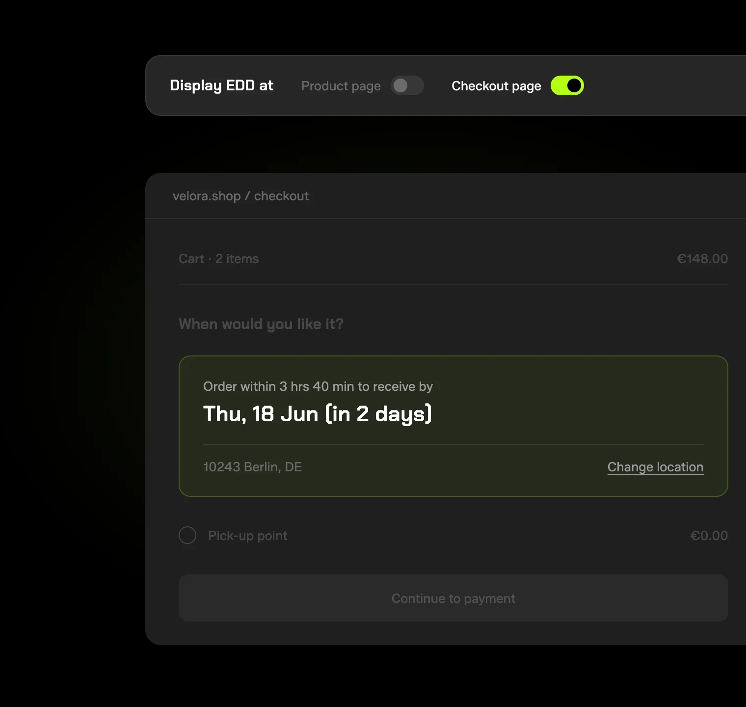Checkout EDD widget