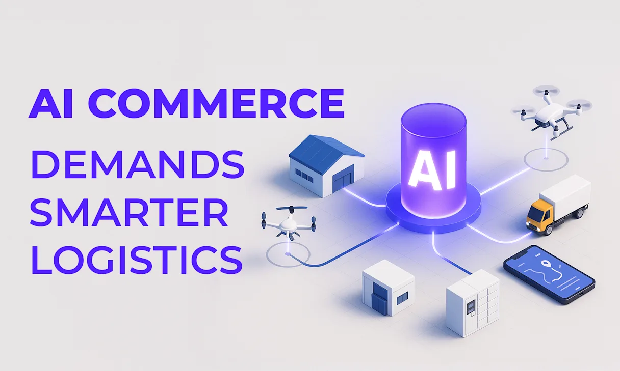 This is an illustrative image titled "AI COMMERCE DEMANDS SMARTER LOGISTICS". The text is written in a large, purple, sans-serif font on the left side of the image.
The visual centerpiece is a glowing purple cylinder labeled "AI," representing a central intelligence hub. This AI hub acts as the core of a logistics network, with lines radiating from its base to connect various elements of the e-commerce delivery process. These connected elements include:
A small warehouse or distribution center.
Two different types of delivery drones.
A white delivery truck with a yellow cab.
A bank of parcel lockers for pickup.
A smartphone displaying a package tracking screen.
In the context of the article, this image visually represents Parcel Perform's core vision: "AI. At the heart of every delivery". The central "AI" cylinder symbolizes the "AI Decision Intelligence" engine that powers and unifies the entire delivery ecosystem. The lines connecting to trucks, drones, warehouses, and tracking apps illustrate how this AI layer creates a synergistic, intelligent, and automated logistics operation —from providing accurate delivery estimates at checkout to managing the post-purchase journey and optimizing the physical delivery network.
Article Summary
The article argues that the rise of "AI Commerce"—where AI agents and systems increasingly influence or execute online purchases—is fundamentally changing e-commerce. In this new landscape, a business's operational excellence, particularly its delivery performance, must be "AI-visible" and demonstrably superior to be prioritized by these algorithms.
The text positions Parcel Perform as the "strategic AI logistics partner" necessary to thrive in this era. The company's vision is to place "AI. At the heart of every delivery". This is achieved through an integrated platform built on a foundation of high-quality, clean logistics data.
The platform's core is an "AI Decision Intelligence" layer that transforms data into actionable insights for teams. This engine powers a suite of tools that work together to create a seamless AI-driven delivery experience:
AI-Powered Checkout: Generates highly accurate Estimated Delivery Dates (EDDs) to reduce cart abandonment.
Intelligent Post-Purchase: Offers personalized, branded tracking and proactive notifications to reduce customer inquiries.
Streamlined Returns: Manages reverse logistics efficiently, which is a key signal of reliability to AI evaluators.
Optimized Logistics: Uses AI for carrier selection and cost audits to ensure operational agility and efficiency.
By implementing this "intelligent logistics automation" , businesses can build customer loyalty, lower operational costs, and achieve sustainable, "AI-powered e-commerce growth". The article concludes by emphasizing that choosing the right technology partner is a critical strategic decision for any business aiming to develop a "future-proof logistics strategy" and succeed in the age of AI Commerce.