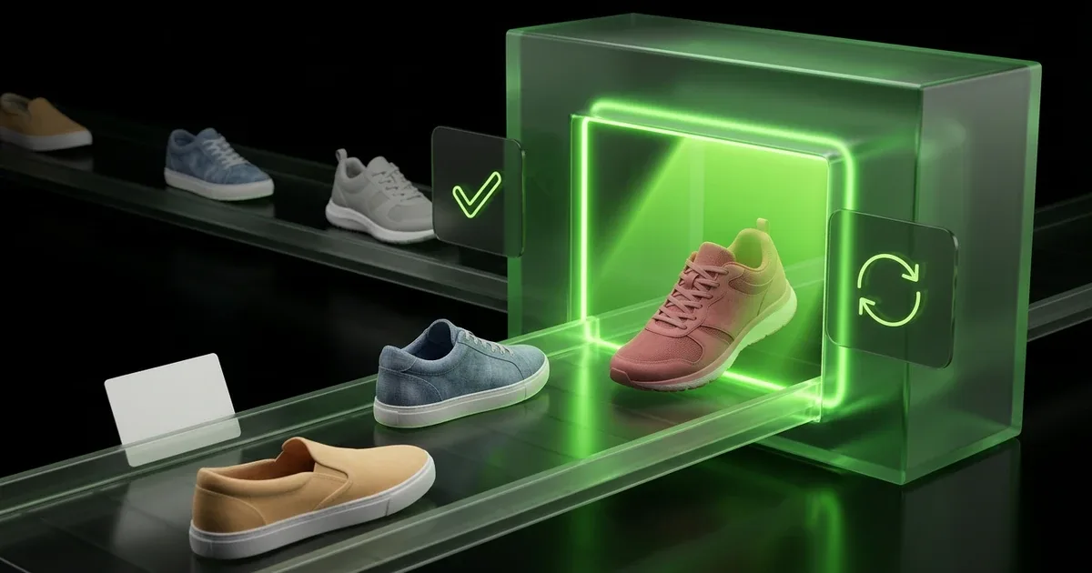 A transparent glass box on a platform surrounded by holographic icons of a brain, gears, and data growth charts.