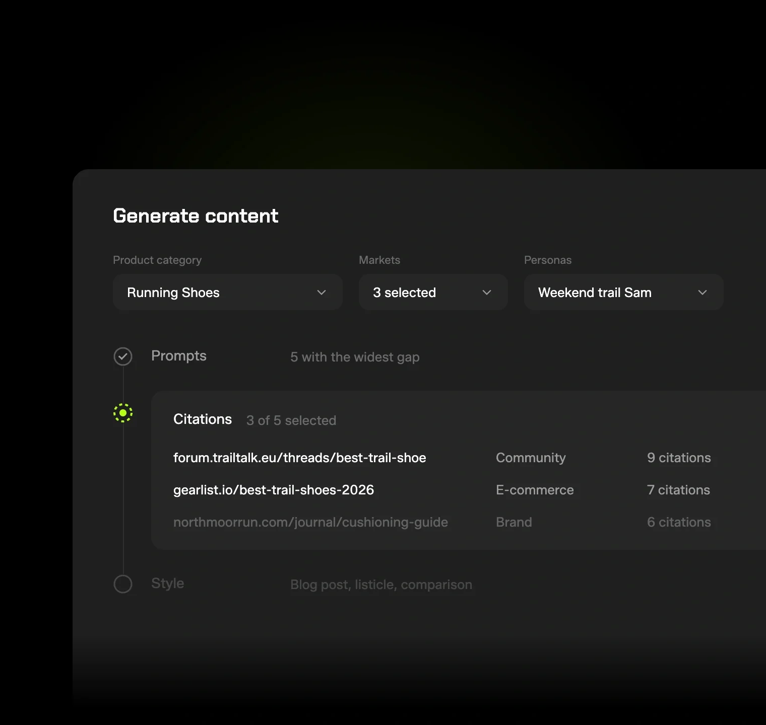 ACV content generation