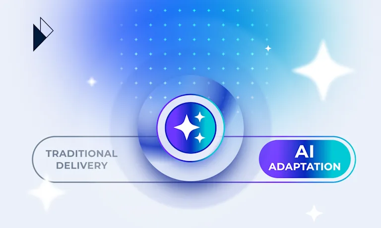 **1. Image Description:**

The image presents a visual comparison between traditional approaches and AI-driven methods. A central, circular icon containing sparkling star symbols acts as a focal point. To the left, a label reading "TRADITIONAL DELIVERY" points towards this center. To the right, a brighter, highlighted label reading "AI ADAPTATION" also points towards the center, suggesting a transition or enhancement towards an AI-powered state. The background features a modern blue gradient with subtle grid patterns and light sparkles, reinforcing a theme of technology and transformation.

**2. Context from the Article:**

This image visually represents the core theme of the second blog post: **"Optimizing the Post-Purchase Journey: An E-commerce Guide to AI-Driven Enhancement"**.

The "TRADITIONAL DELIVERY" label corresponds to the less mature stages (Nascent, Developing, sometimes Operational) described in the article's maturity scale, characterized by reactive communication, basic tracking, manual issue resolution, and standard returns processes.

The "AI ADAPTATION" label signifies the move towards higher maturity levels (Optimized, Leading) enabled by Artificial Intelligence, as detailed in the article. This includes:

* Replacing basic notifications with **proactive, predictive delivery alerts**.
* Enhancing simple tracking with **AI-powered Estimated Delivery Dates (EDDs)** and dynamic branded tracking pages.
* Shifting from reactive customer service to **proactive issue resolution** using predictive analytics and AI chatbots.
* Transforming standard returns into **intelligent, data-driven returns management**.

The image effectively encapsulates the article's argument that adopting AI allows e-commerce businesses to transition from basic, often inefficient post-purchase processes to significantly enhanced, optimized, and customer-centric experiences.

**3. Short Summary of the Article:**

The article, "Optimizing the Post-Purchase Journey: An E-commerce Guide to AI-Driven Enhancement," argues that the post-purchase phase is critical for customer loyalty and retention. It introduces a 5-level maturity scale for businesses to assess their current post-purchase AI capabilities. The post details how AI can specifically optimize delivery communication (proactive alerts, accurate EDDs), tracking visibility (branded pages), issue resolution (predictive alerts, AI chatbots), and returns management. It emphasizes moving from reactive, traditional methods to proactive, AI-driven strategies to reduce costs (like WISMO inquiries), enhance the customer experience, and ultimately build stronger customer relationships.