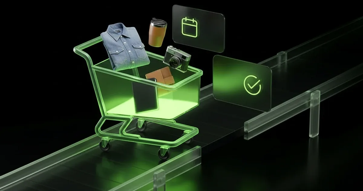 A stylized image of an e-commerce checkout on a smartphone, with the words "CHECK OUT" framing the scene. The screen features a prominent orange button labeled "EDD" (Estimated Delivery Date) surrounded by 3D icons for security, location, and shipping. This visual highlights the article's core argument that a clear, trustworthy EDD is the central element of a high-converting checkout experience that builds customer trust.
Article Summary: The article argues that the Estimated Delivery Date (EDD) at checkout is the most critical trust signal in AI Commerce. Vague delivery windows deter both human shoppers and AI agents, leading to high cart abandonment. The solution is an AI-powered checkout that delivers specific, accurate delivery promises, which builds trust, improves conversion rates, and creates a sustainable competitive advantage.