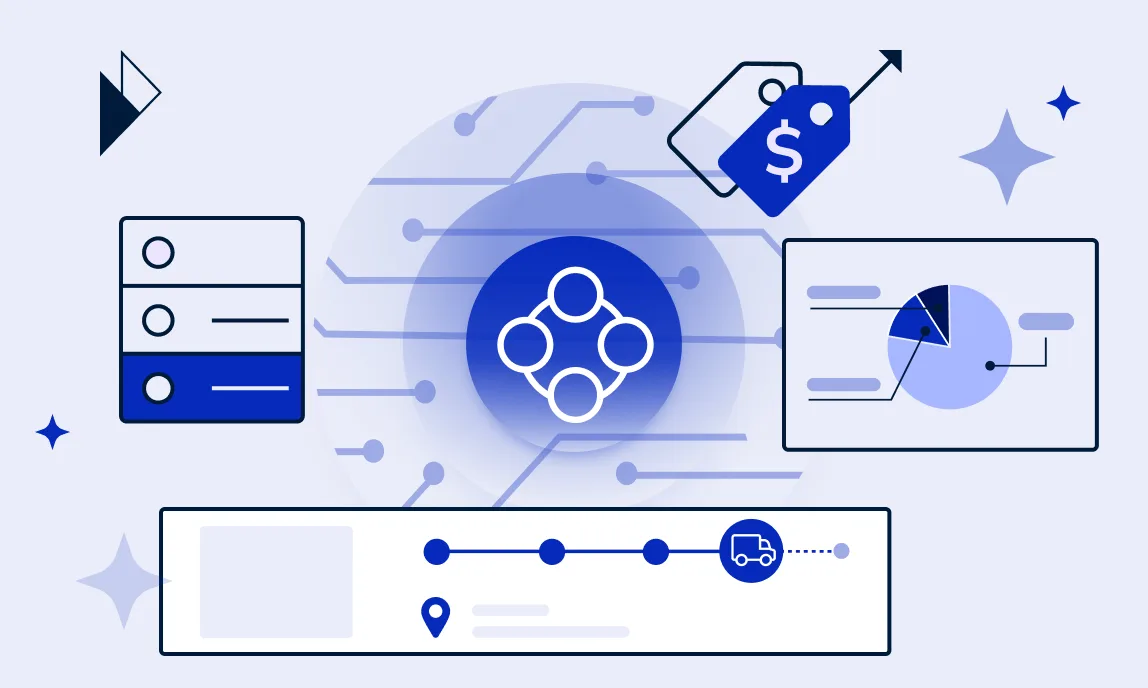 An illustration representing Parcel Perform's E-commerce Co-Pilot and its role in data-driven delivery management. The image depicts a central hub connected to various data sources, symbolizing the platform's ability to harmonize information from OMS, WMS, and carriers. A price tag icon with a dollar sign and upward arrow signifies cost optimization and revenue growth. A stylized pie chart represents data analytics and insights. A timeline with a delivery truck icon illustrates real-time shipment tracking and visibility. This visual metaphor aligns with the accompanying article, 'E-commerce's Secret Weapon: Turn Delivery Data into a Growth Engine with AI,' which emphasizes how e-commerce businesses can leverage AI and data analytics, particularly through Parcel Perform and its E-commerce Co-Pilot, to transform their post-purchase experience from a guessing game into a strategic advantage. The article highlights the importance of data harmonization, AI-powered insights, proactive issue resolution, and intelligent automation in achieving a customer-centric fulfillment operation that boosts loyalty and drives revenue. The E-commerce Co-Pilot, as shown in the image, helps businesses move beyond basic order tracking to gain a holistic, real-time understanding of their delivery operations, enabling them to optimize performance, reduce costs, and ultimately deliver exceptional customer experiences.