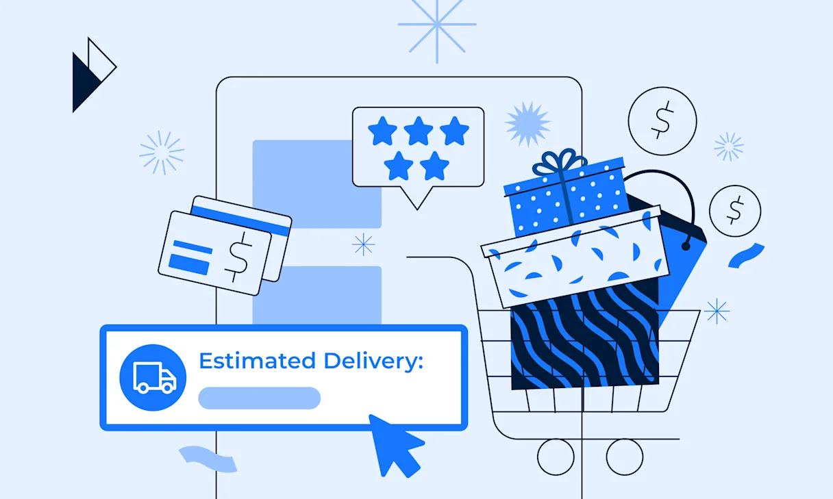 This blog post discusses how to increase e-commerce sales during the holiday season by improving the customer checkout experience. It emphasizes that customers want to be certain their gifts will arrive on time, and that clear and accurate estimated delivery dates are key to building trust and reducing cart abandonment. Parcel Perform's Checkout Experience is presented as a solution that can help businesses achieve this by providing data-driven insights and a seamless integration with e-commerce platforms. By optimizing the checkout process, businesses can turn holiday browsers into buyers and achieve their peak season sales goals. Illustration of a streamlined online checkout process featuring an estimated delivery date display, gift boxes in a shopping cart, and payment icons, highlighting a smooth and trustworthy shopping experience. E-commerce checkout optimization with estimated delivery date, gift box, shopping cart, and payment icons.