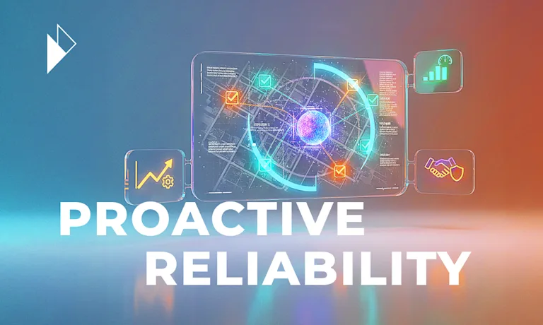 Image Description: The image displays a futuristic, holographic interface with the words "PROACTIVE RELIABILITY" in large, bold letters across the bottom. The interface shows a global map with various data points and icons representing tracking, alerts, and successful deliveries, suggesting advanced logistics and monitoring. Surrounding the main interface are smaller glowing modules with icons for growth, analytics, and handshake agreements, symbolizing positive business outcomes. The overall color scheme transitions from a cool blue on the left to a warm orange on the right, enhancing the high-tech, data-driven theme. The image visually represents the concept of leveraging technology for foresight and dependability in operations, directly aligning with the article's core message of proactive exception management building AI trust signals.

Article Summary: The article argues that in the age of AI Commerce, delivery failures are public trust signals analyzed by AI shopping agents. It introduces the "Exception-to-Complaint" Gap, highlighting the danger of reactive customer service. The piece advocates for proactive exception management, powered by unified data, intelligent monitoring, and automated action, to transform potential failures into trust-building moments, ultimately driving customer acquisition and retention. It positions logistics and customer service teams as strategic drivers of brand trust and competitive advantage.