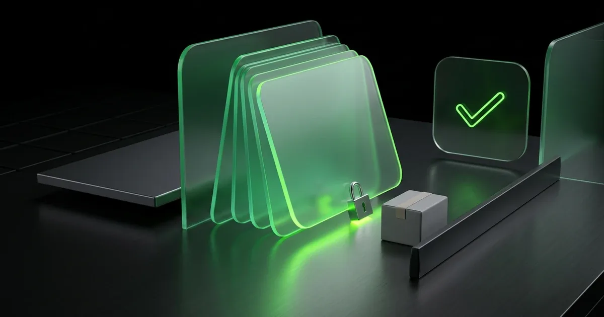 Green glass panels, a lock, and a parcel display Estimated Delivery Date: The Key to Agentic Commerce