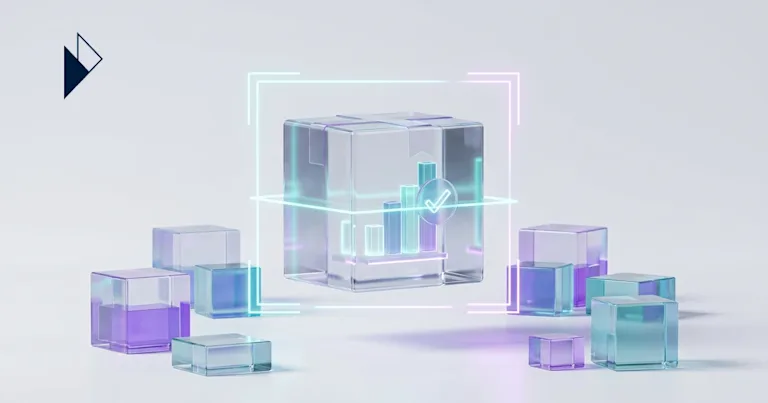 Abstract visualization of AI visibility in e-commerce connecting logistics data to search rankings