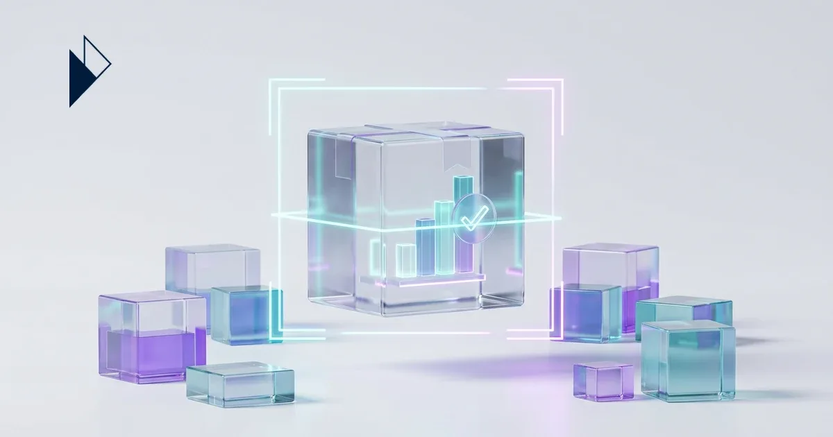 Abstract visualization of AI visibility in e-commerce connecting logistics data to search rankings