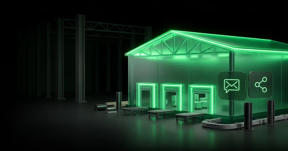 Glowing green warehouse docks highlight Best AfterShip Alternatives for Enterprise E-commerce