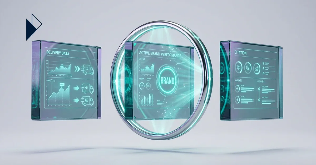 Teal glass screens display the Best AI Visibility Tools for E-commerce Brands: 2026 Guide in a floating glowing space.
