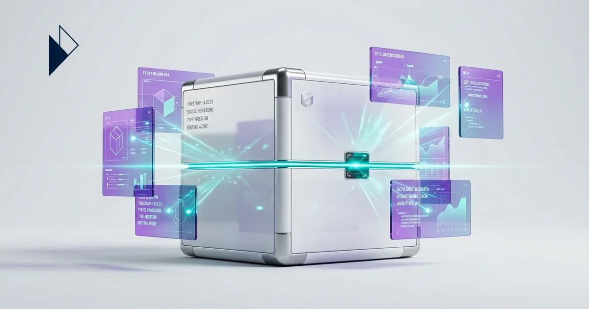 Purple charts float around a white cube glowing cyan for Best Ecommerce Analytics Tools 2026: Operations & Logistics Guide.