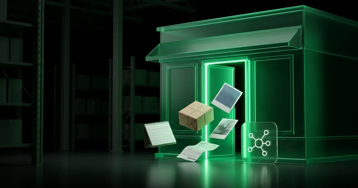 Can Generative Engine Optimization Show Delivery Reliability as a glowing green shop floats a parcel