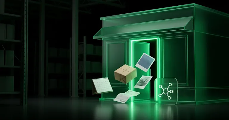 Can Generative Engine Optimization Show Delivery Reliability as a glowing green shop floats a parcel